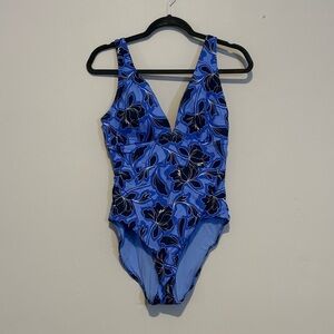 Tommy Bahama Blue and Black Floral Swimsuit